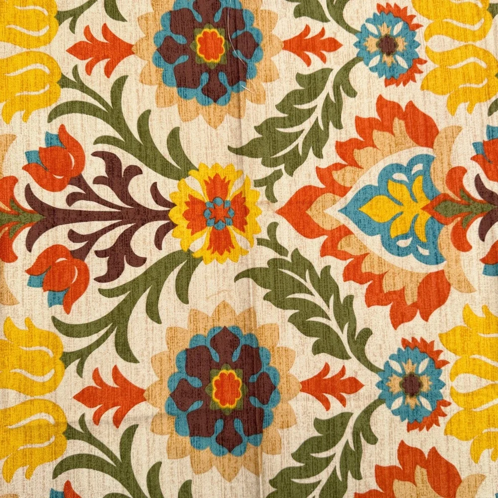 Waverly Santa Maria Upholstery Fabric Remnant Floral Neutral Beige Green 1 Yd